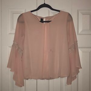 Blush Pink Angel Sleeve Top